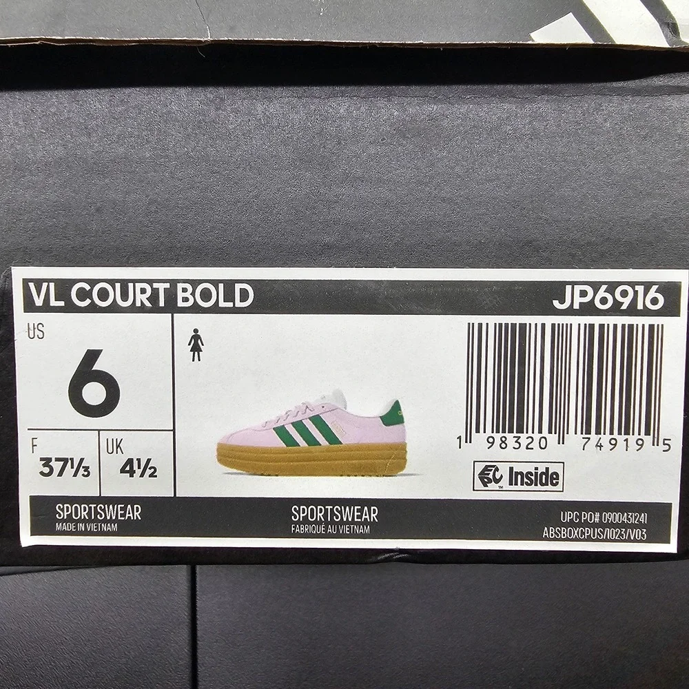 NIB Women's ADIDAS VL Court Bold Platform Sneaker JP6916 Pink/Green Size 6 - Picture 9 of 9